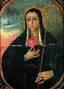 Cuzco School Saint Gertrude oil painting on canvas